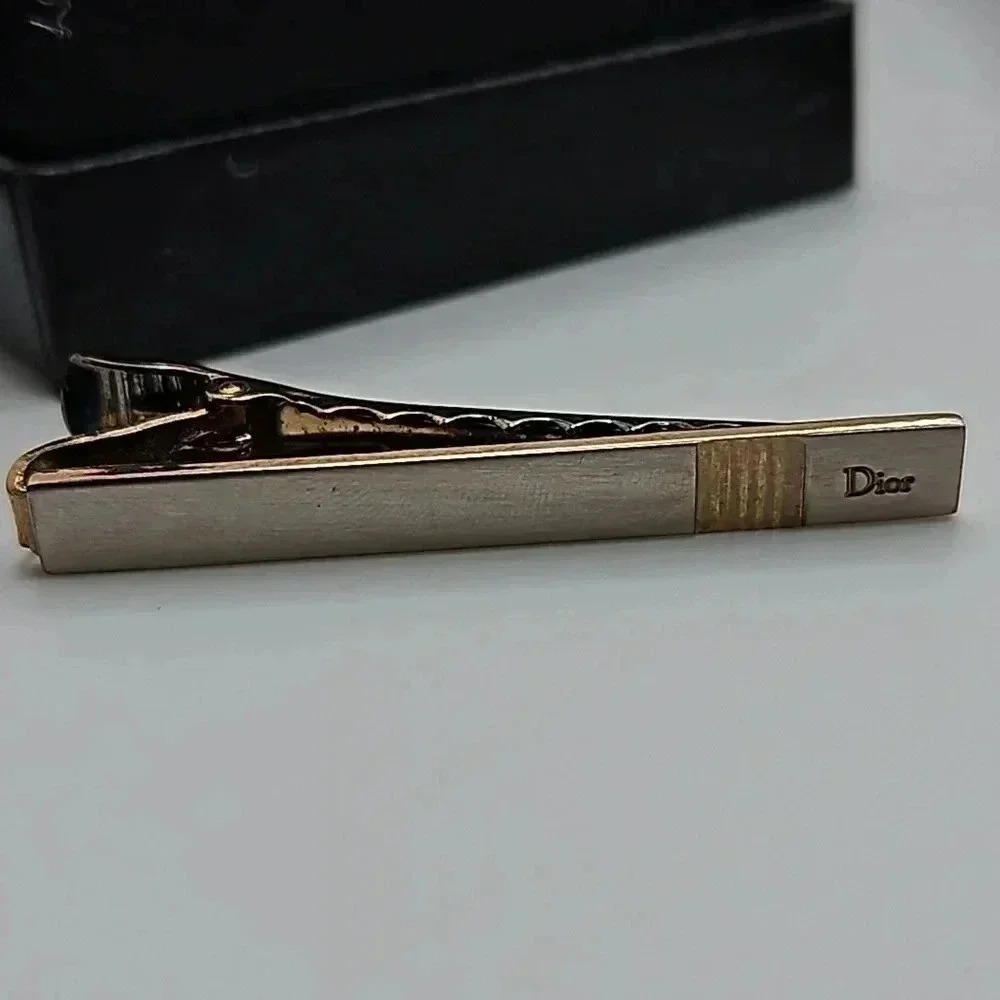 Christian Dior Bullet Back Gold and Silver Tone Cufflinks and Tie bar - Picture 4 of 4